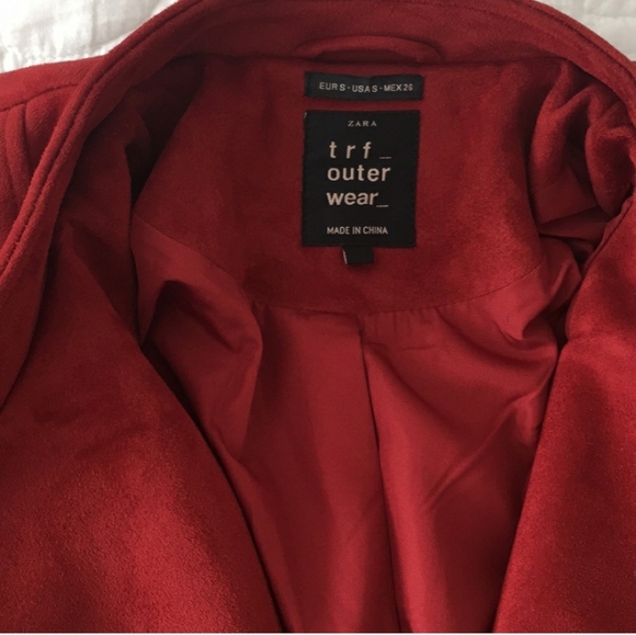 Zara Suede Leather Moto Biker Jacket w Belt - Picture 12 of 14